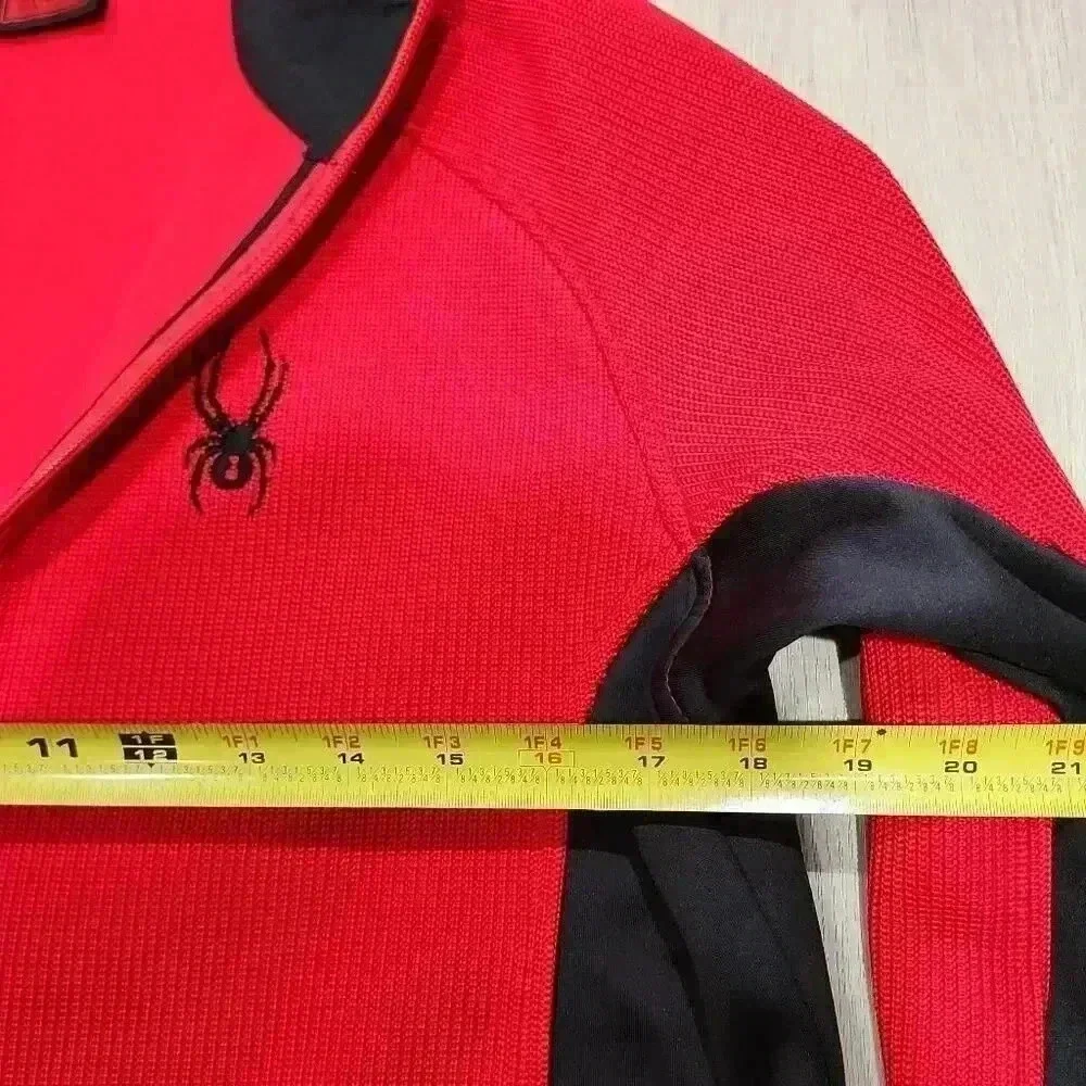 Spyder Men's Colorblock Fleece Long Sleeve Half Zip Jacket Red Black Size Medium
